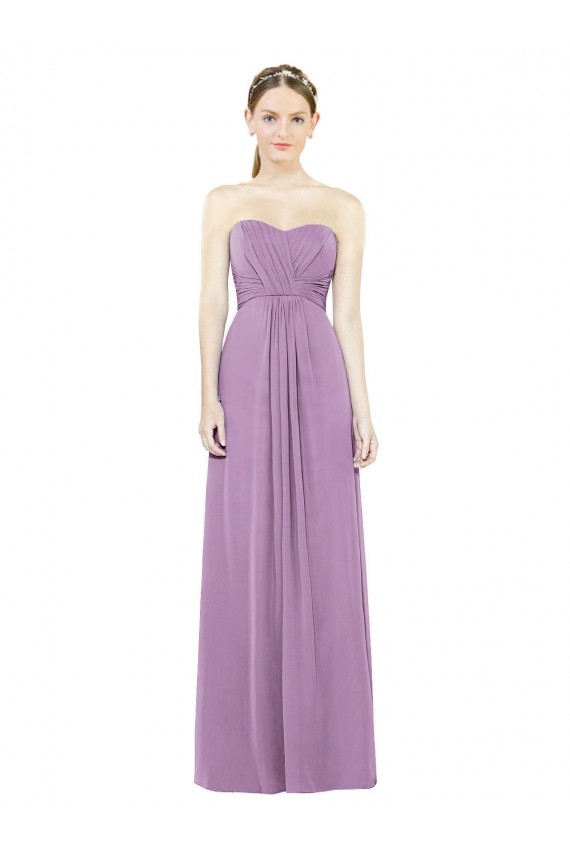 Online Staubiger Lavendel A-Linien Chiffon Lange Brautjungfernkleider