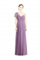 Online Staubiger Lavendel A-Linien Eine-Schulter Chiffon Lange Brautjungfernkleider