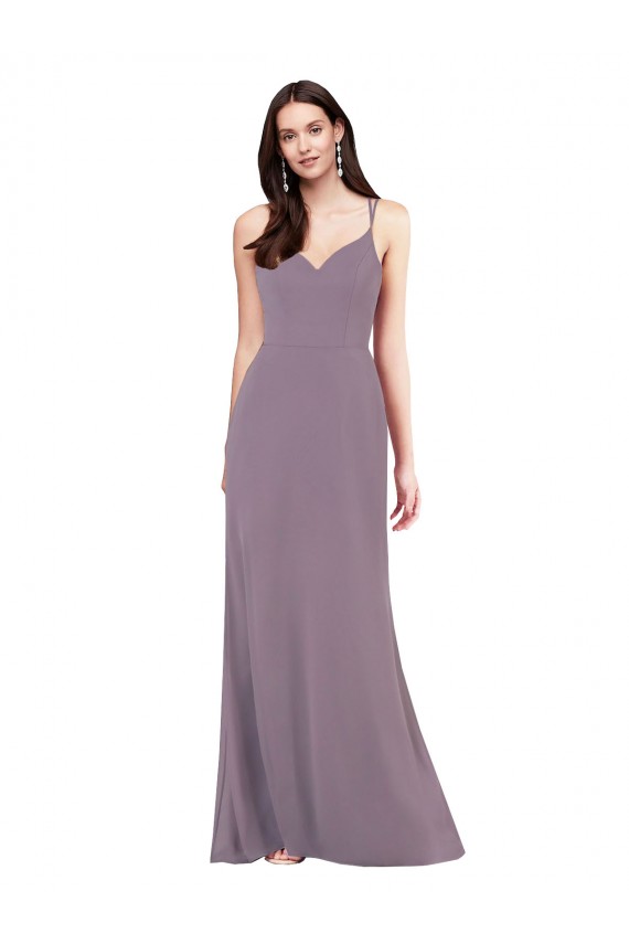 Online Staubiger Lavendel Etui Chiffon Lange Formale Brautjungfernkleider / Abendkleider