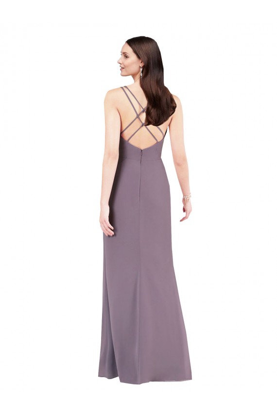 Online Staubiger Lavendel Etui Chiffon Lange Formale Brautjungfernkleider / Abendkleider
