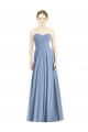 Online Staubiges Blau A-Linien Chiffon Lange Brautjungfernkleider