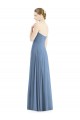 Online Staubiges Blau A-Linien Chiffon Lange Brautjungfernkleider