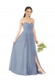 Online Staubiges Blau A-Linien Chiffon Lange Brautjungfernkleider