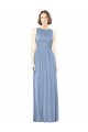 Online Staubiges Blau A-Linien Chiffon Lange Brautjungfernkleider