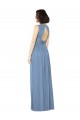 Online Staubiges Blau A-Linien Chiffon Lange Brautjungfernkleider