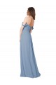 Online Staubiges Blau A-Linien Chiffon Lange Brautjungfernkleider