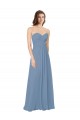 Online Staubiges Blau A-Linien Chiffon Lange Brautjungfernkleider