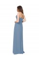 Online Staubiges Blau A-Linien Chiffon Lange Brautjungfernkleider