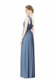 Online Staubiges Blau A-Linien Eine-Schulter Chiffon Lange Brautjungfernkleider