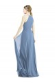 Online Staubiges Blau A-Linien Neckholder Chiffon Lange Brautjungfernkleider
