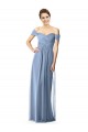 Online Staubiges Blau A-Linien Off-Schulter Chiffon Lange Brautjungfernkleider