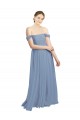 Online Staubiges Blau A-Linien Off-Schulter Chiffon Lange Brautjungfernkleider