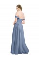 Online Staubiges Blau A-Linien Off-Schulter Chiffon Lange Brautjungfernkleider