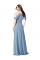 Online Staubiges Blau A-Linien Off-Schulter Chiffon Lange Brautjungfernkleider