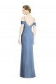 Online Staubiges Blau A-Linien Off-Schulter Chiffon Lange Formale Brautjungfernkleider / Abendkleider