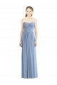 Online Staubiges Blau A-Linien Trägerlos Chiffon Lange Brautjungfernkleider