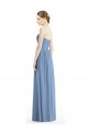 Online Staubiges Blau A-Linien Trägerlos Chiffon Lange Brautjungfernkleider