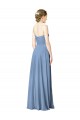 Online Staubiges Blau A-Linien Trägerlos Chiffon Lange Brautjungfernkleider