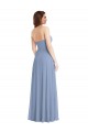 Online Staubiges Blau A-Linien Trägerlos Chiffon Lange Brautjungfernkleider