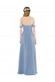 Online Staubiges Blau Etui Off-Schulter Chiffon Lange Brautjungfernkleider