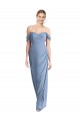 Online Staubiges Blau Meerjungfrau Off-Schulter Chiffon Lange Brautjungfernkleider
