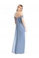 Online Staubiges Blau Meerjungfrau Off-Schulter Chiffon Lange Brautjungfernkleider