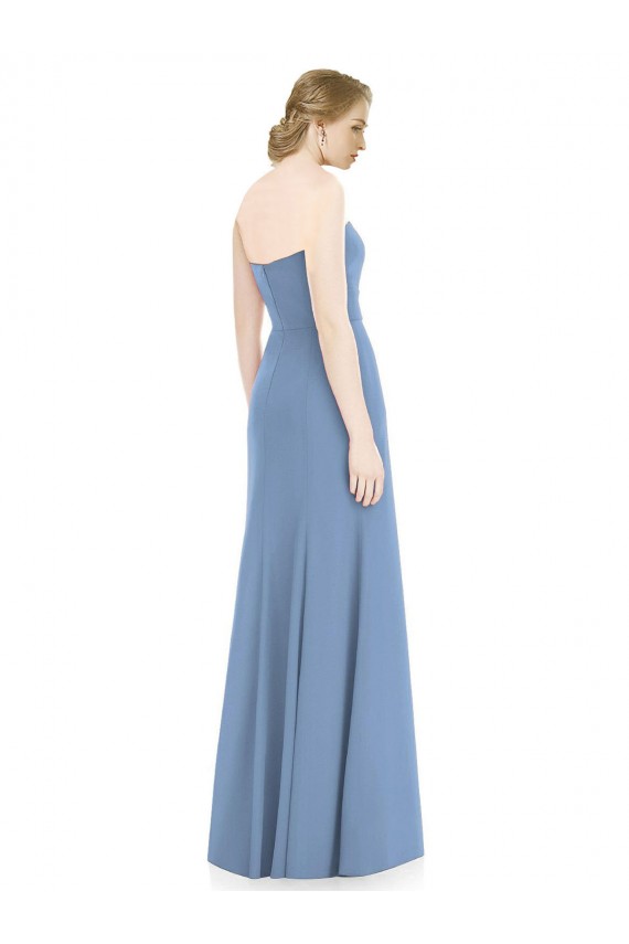 Online Staubiges Blau Meerjungfrau Trägerlos Chiffon Lange Brautjungfernkleider