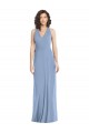 Online Staubiges Blau Trompete Neckholder V-Ausschnitt Chiffon Lange Formale Brautjungfernkleider / Abendkleider