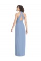 Online Staubiges Blau Trompete Neckholder V-Ausschnitt Chiffon Lange Formale Brautjungfernkleider / Abendkleider