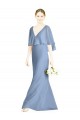 Online Staubiges Blau Trompete V-Ausschnitt Chiffon Lange Brautjungfernkleider