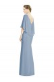 Online Staubiges Blau Trompete V-Ausschnitt Chiffon Lange Brautjungfernkleider