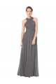 Online Stormy Silver A-Linien Neckholder Chiffon Lange Brautjungfernkleider
