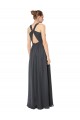Online Stormy Silver A-Linien Neckholder Chiffon Lange Brautjungfernkleider