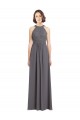 Online Stormy Silver A-Linien Neckholder Chiffon Spitze Lange Brautjungfernkleider