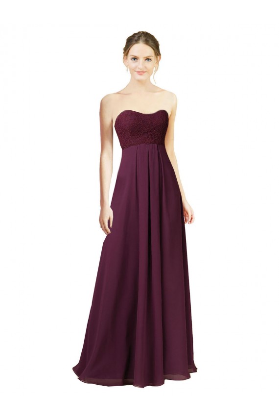 Online Traube A-Linien Chiffon Lange Brautjungfernkleider