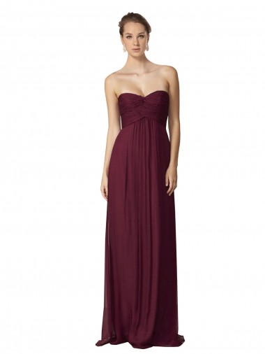 Online Traube A-Linien Chiffon Lange Brautjungfernkleider
