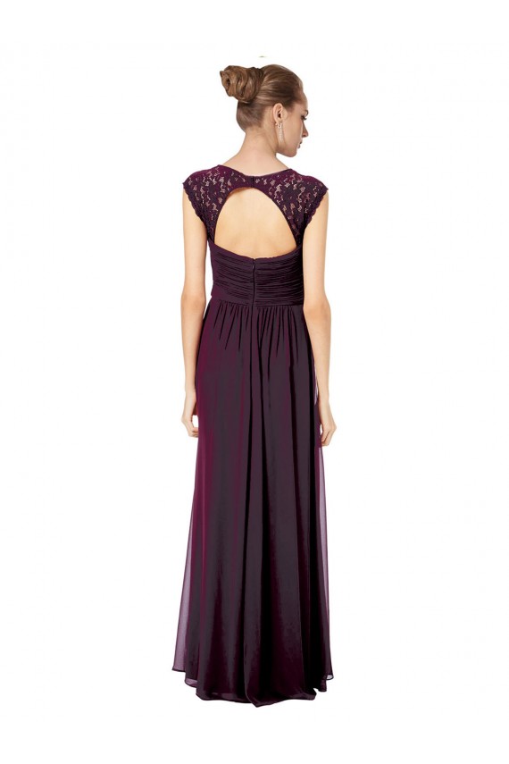 Online Traube A-Linien Chiffon Spitze Lange Brautjungfernkleider
