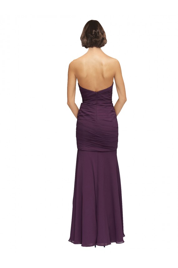 Online Traube Meerjungfrau Chiffon Lange Brautjungfernkleider