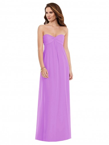 Online Violett A-Linien Chiffon Lange Brautjungfernkleider