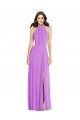 Online Violett A-Linien Neckholder Chiffon Lange Formale Brautjungfernkleider / Abendkleider