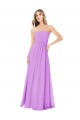 Online Violett A-Linien Trägerlos Chiffon Lange Brautjungfernkleider