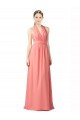 Online Wassermelone A-Linien Neckholder Chiffon Lange Brautjungfernkleider