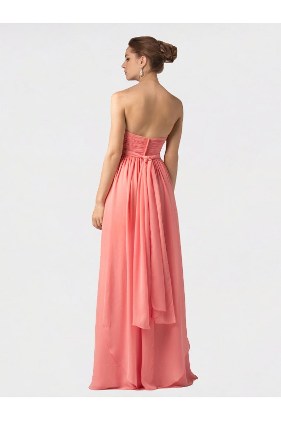 Online Wassermelone A-Linien Neckholder Chiffon Lange Brautjungfernkleider