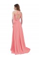 Online Wassermelone A-Linien Neckholder Chiffon Lange Brautjungfernkleider