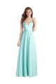 Online Waterfall A-Linien V-Ausschnitt Chiffon Satin Lange Brautjungfernkleider