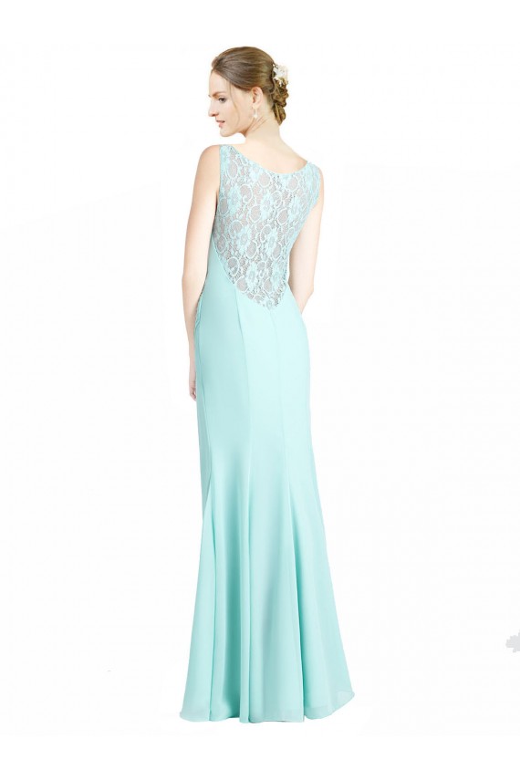 Online Waterfall Meerjungfrau V-Ausschnitt Chiffon Spitze Lange Brautjungfernkleider