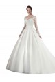 Online Weiß A-Linien Illusion Ausschnitt Kathedrale Schleppe Satin Spitze Brautkleider
