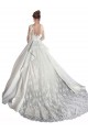 Online Weiß A-Linien Illusion Ausschnitt Kathedrale Schleppe Satin Spitze Brautkleider