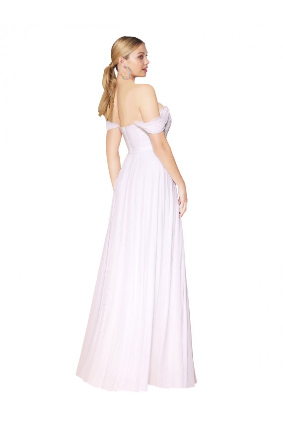 Online Weiß A-Linien Off-Schulter Chiffon Lange Formale Brautjungfernkleider / Abendkleider / Abiballkleider