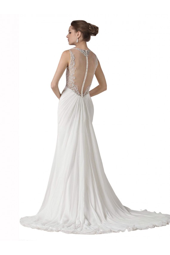 Online Weiß Etui Kapelle-schleppe Chiffon Strand Brautkleider